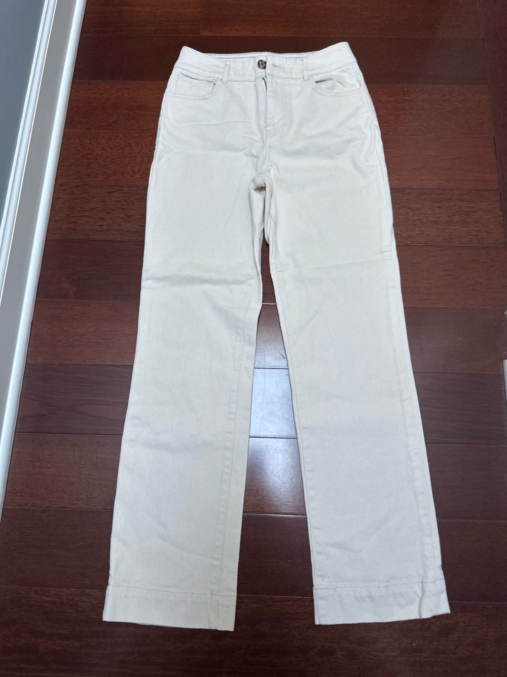 Faherty Cream High-Rise Straight Jeans